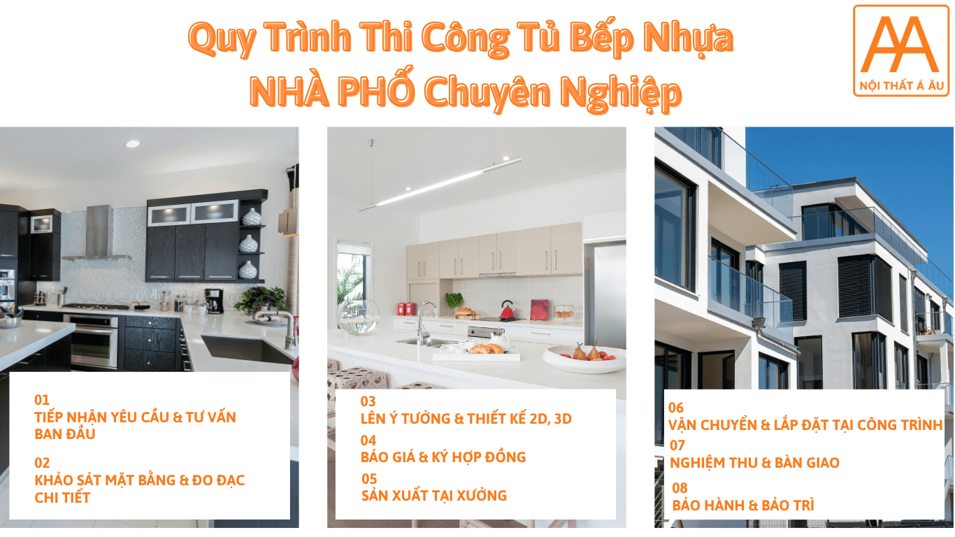 Quy trình thi công tủ bếp nhựa nhà phố