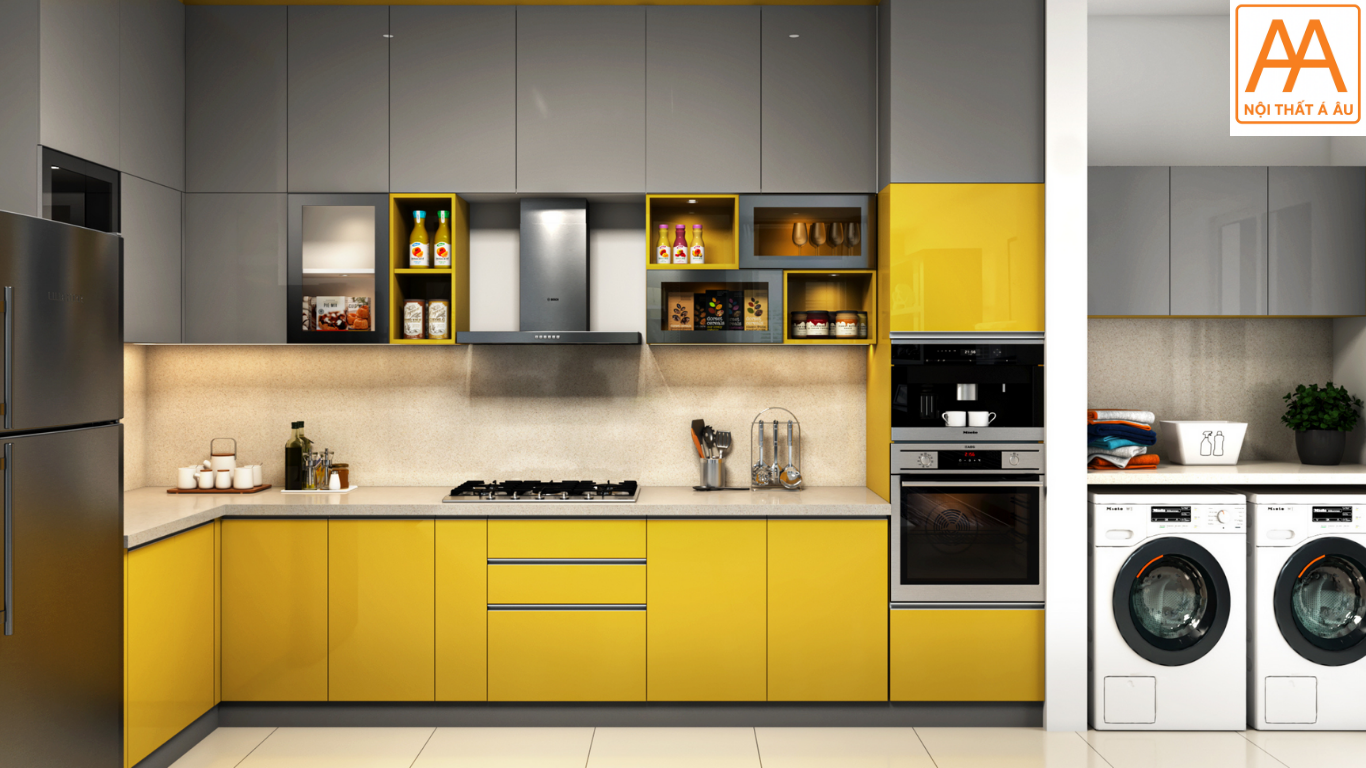 Tủ Bếp Nhựa Không Tay Nắm Tại Nội Thất Á Âu