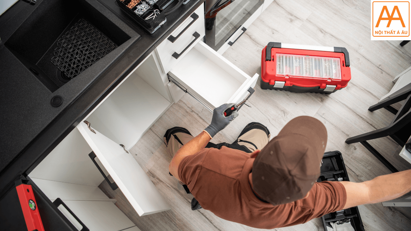 quy trình thi công tủ bếp nhựa
