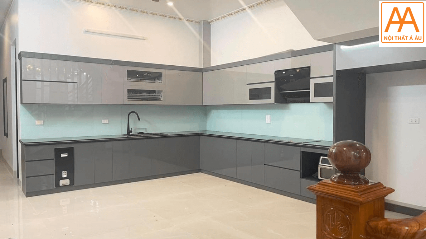 Mẫu tủ bếp nhựa VINCO PLAST chữ L cho nhà phố
