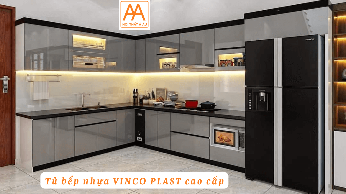 Thiết kế tủ bếp nhựa VINCO PLAST cao cấp – hiện đại, chống ẩm, chống mối mọt, lắp đặt trọn gói tại HCM