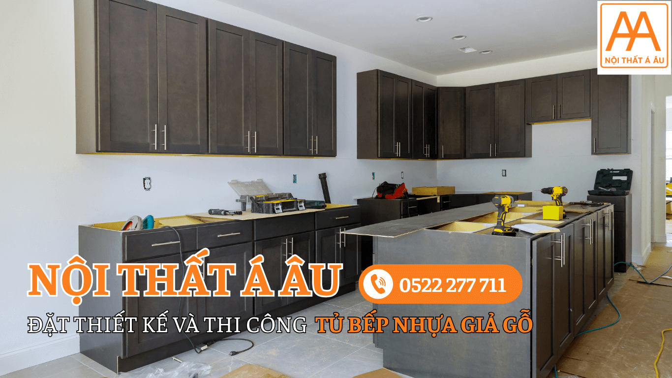 Xưởng sản xuất tủ bếp nhựa giả gỗ trực tiếp của Nội thất nhựa Á Âu.