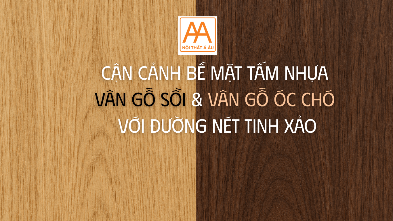 Bề mặt nhựa giả gỗ sồi và óc chó chân thực, sắc nét.